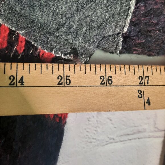 Free People Boho Gray Raw Hem Sweatshirt Red & Purple Thermal Womens - Picture 7 of 8